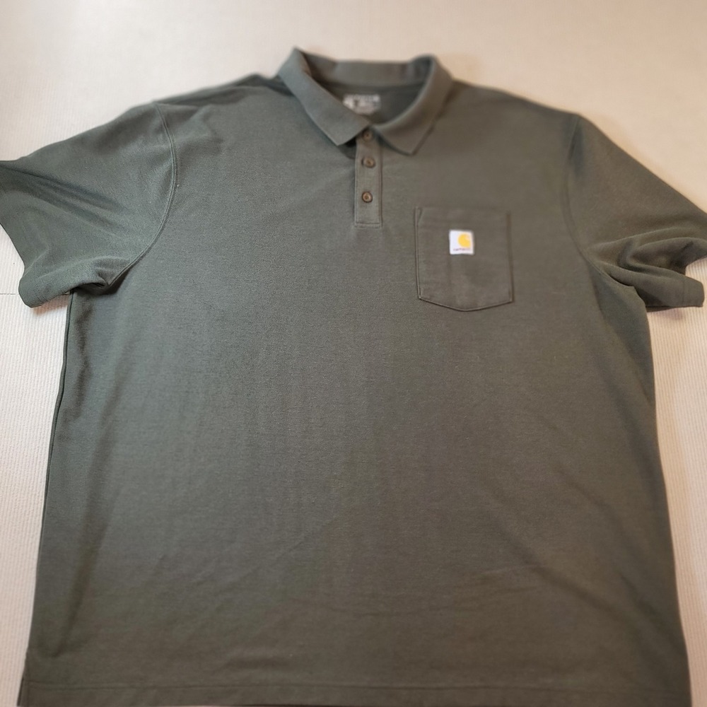 Carhartt Men's Pocket Polo Shirt Moss 3XL Loose Fit Midweight Rugged Workwear